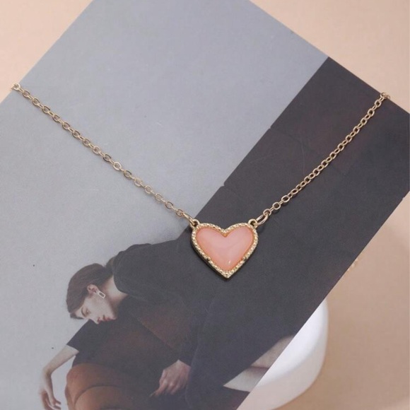 Peach Heart Pendant Necklace - Picture 1 of 5